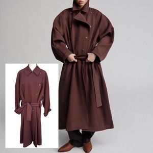 Vintage Alaïa Paris Oversized Belted Wool Coat Brown/Purple Rare 80s/90s Runway